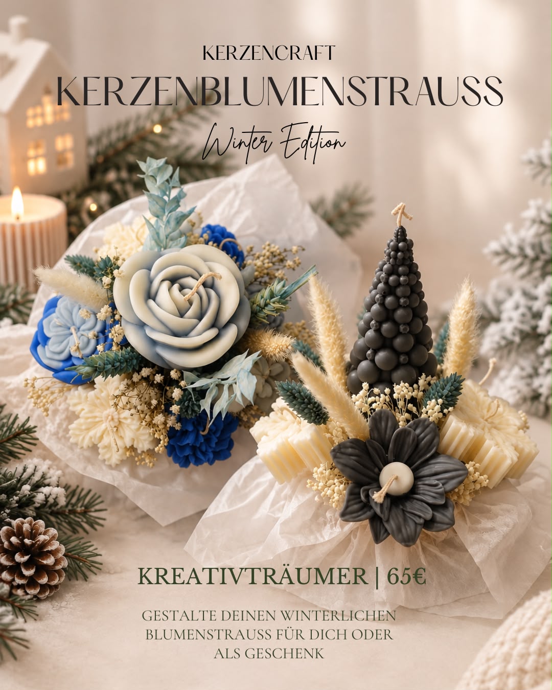 Kerzenblumenstrauß – Winteredition