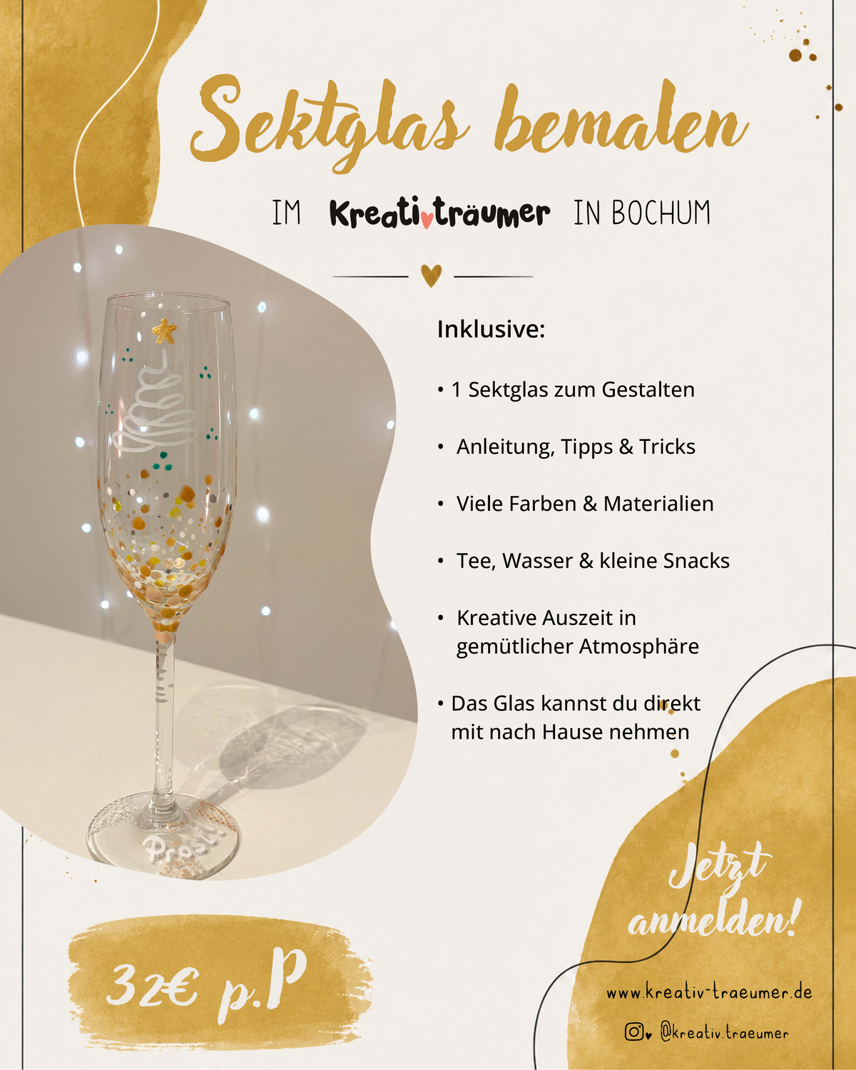 Sektglas bemalen - Silvester Edition