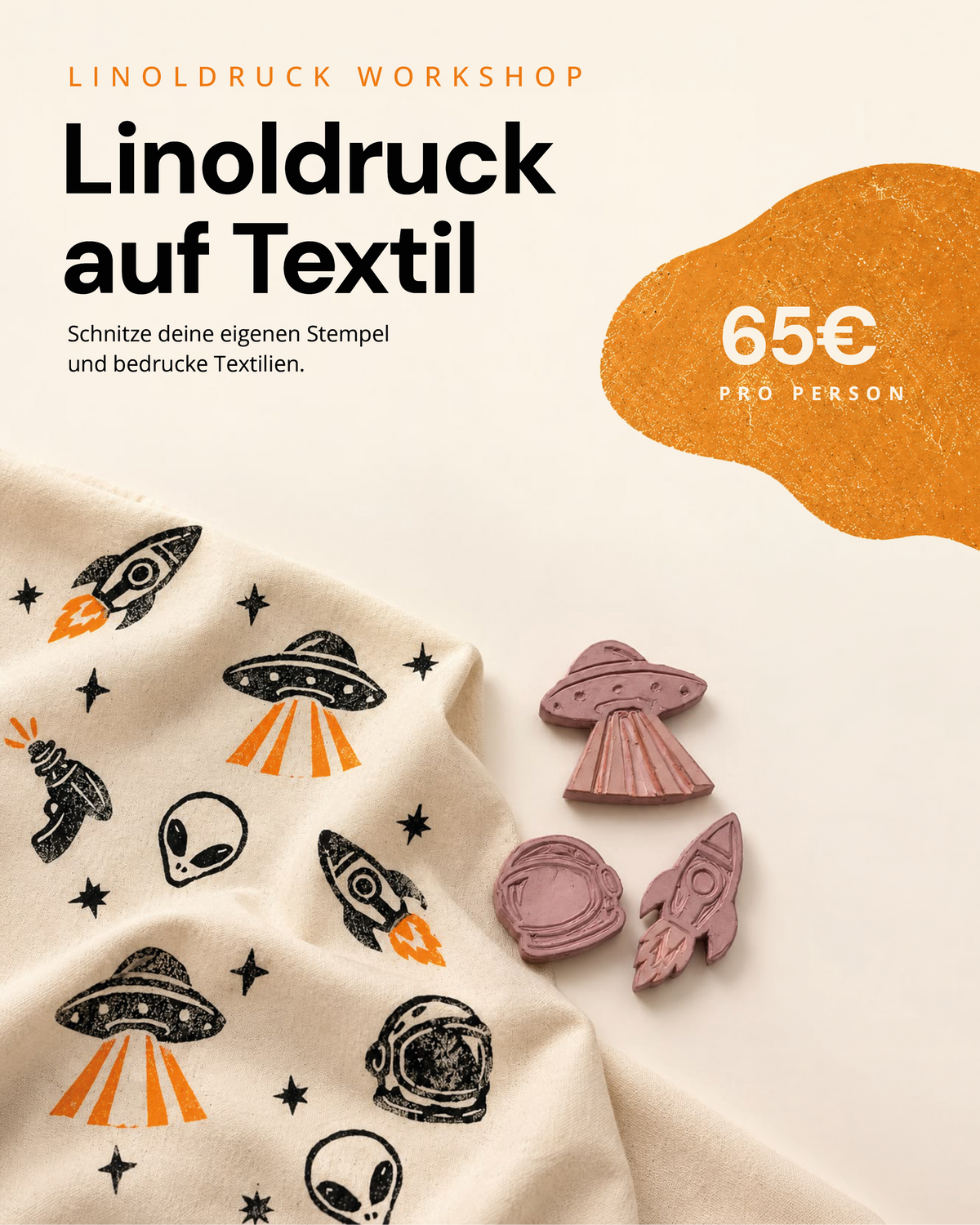 Linoldruck auf Textil - Cut & Print