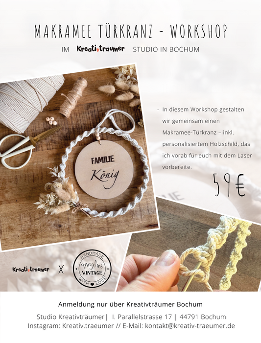 Workshop: Makramee-Türkranz mit personalisiertem Holzschild