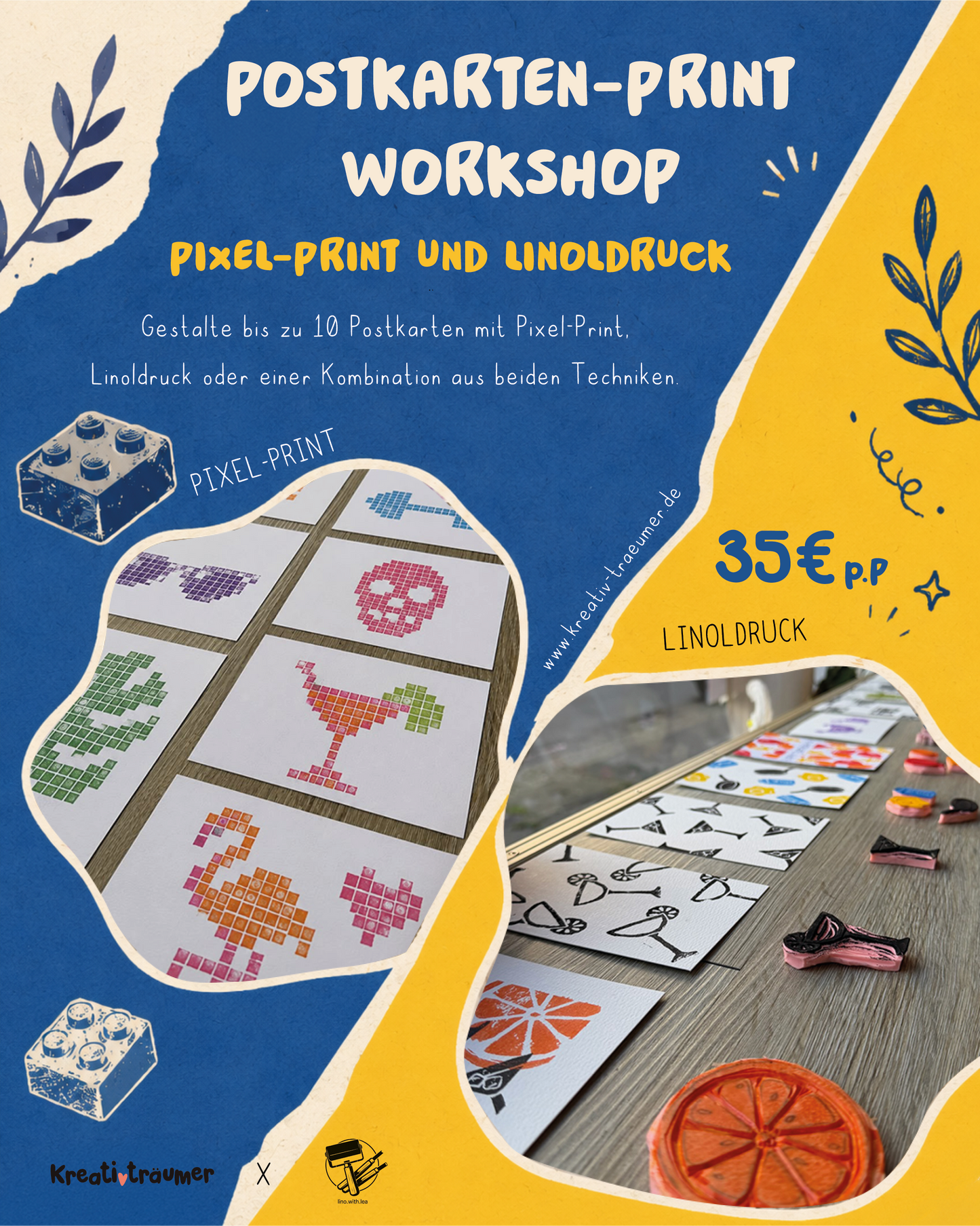 Workshop: Postkarten Print – Pixel-Print und Linoldruck