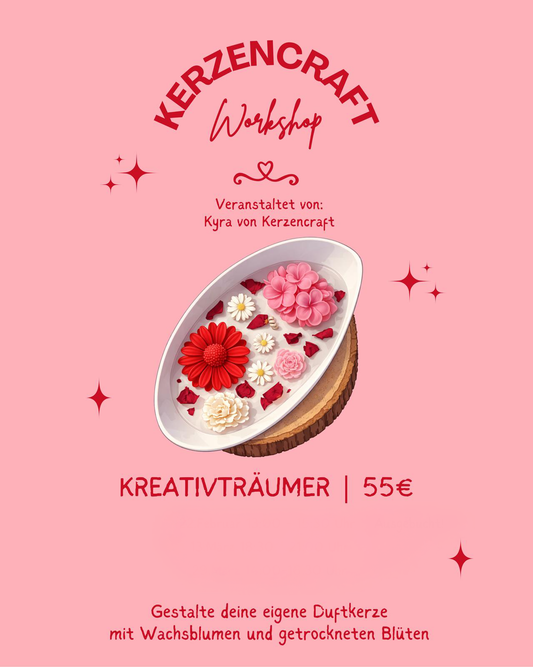Workshop: Blumengarten – Duftkerze mit Wachsblumen und getrockneten Blüten