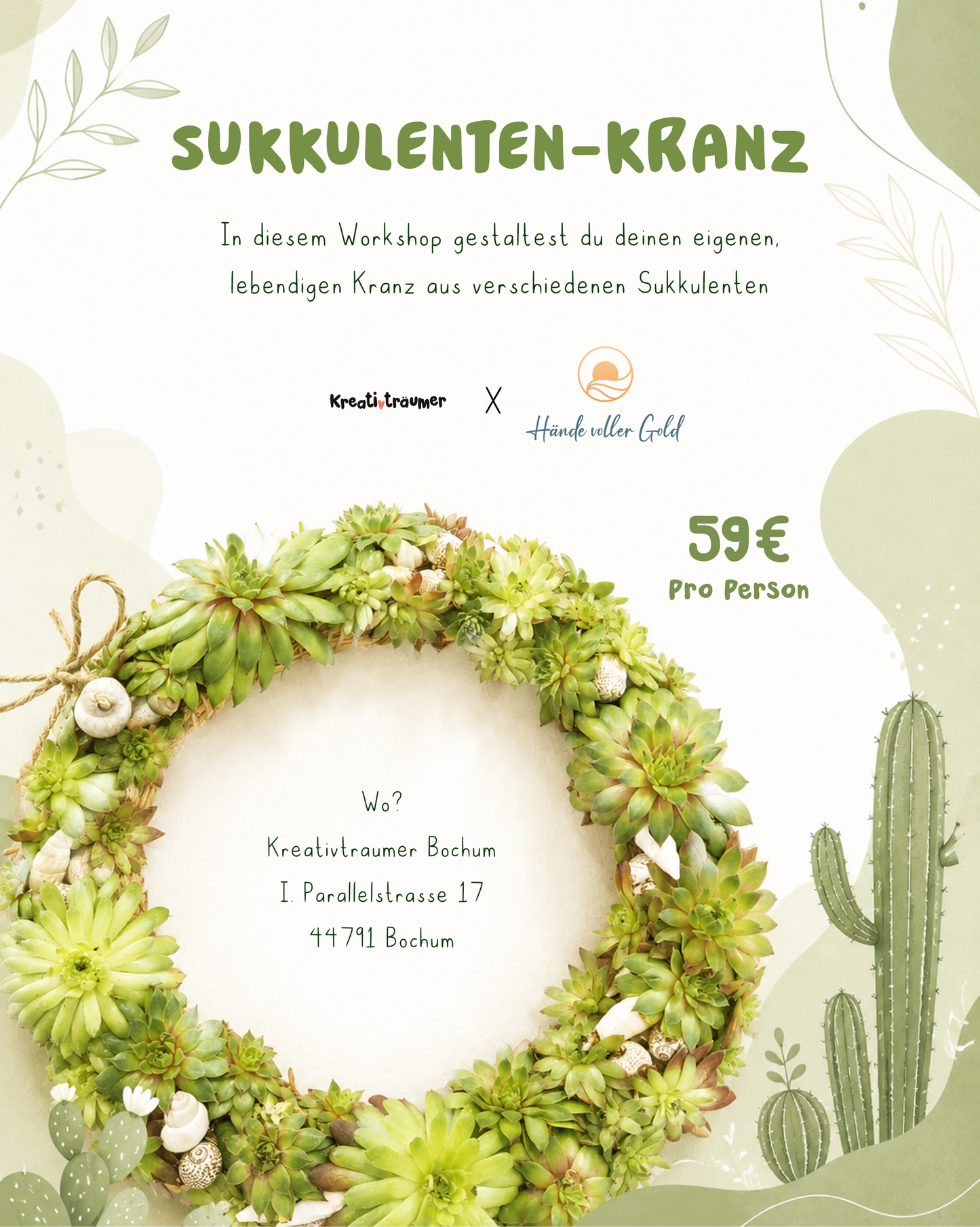 Workshop: Sukkulenten-Kranz