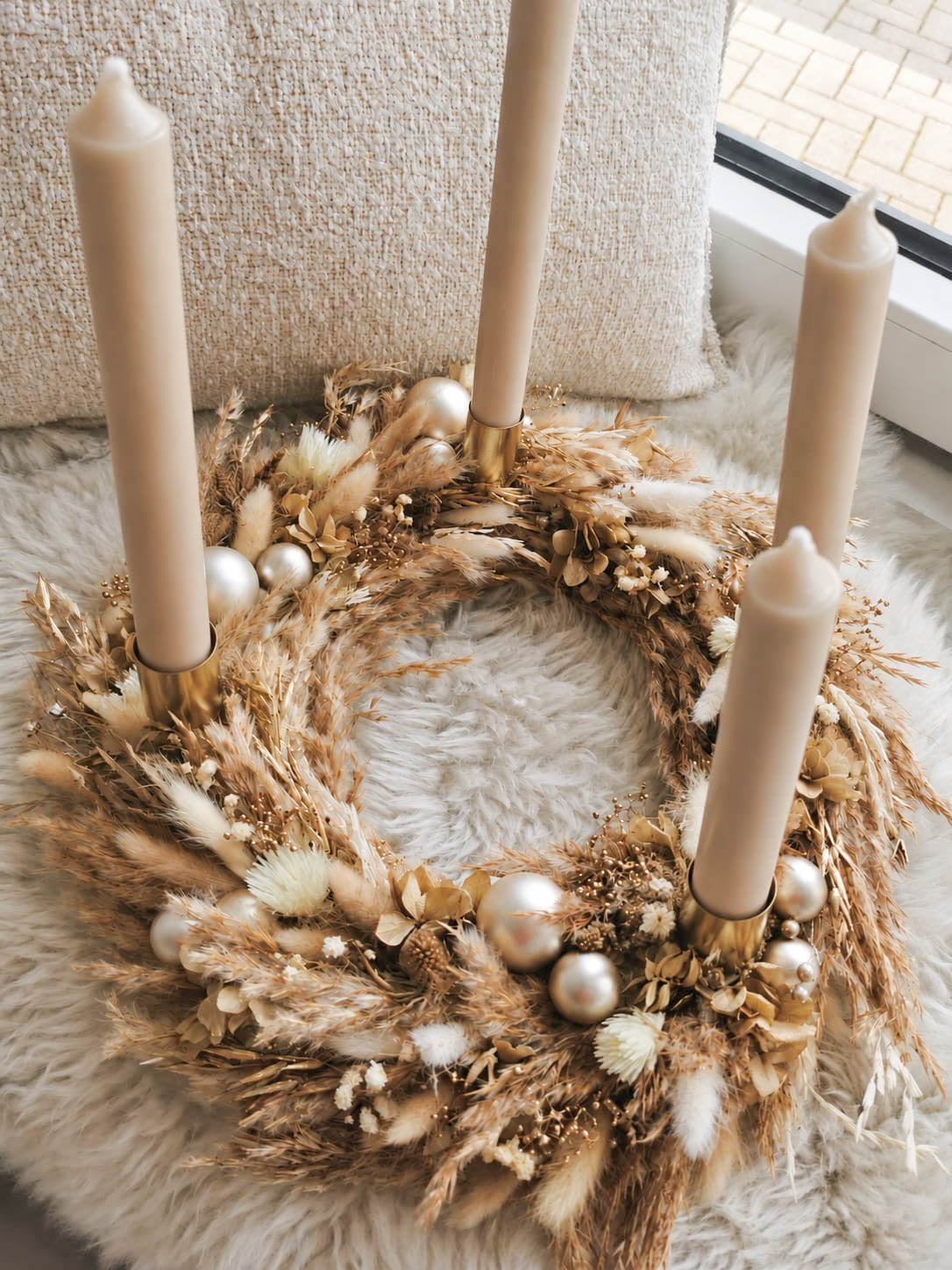 Exklusiver Trockenblumen Adventskranz - selbst binden